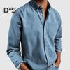 Spring Fall Men Shirt with Chest Pocket Turn-down Collar Button-down Top Long Sleeve Solid Color Loose Cardigan Casual Daily Shirt