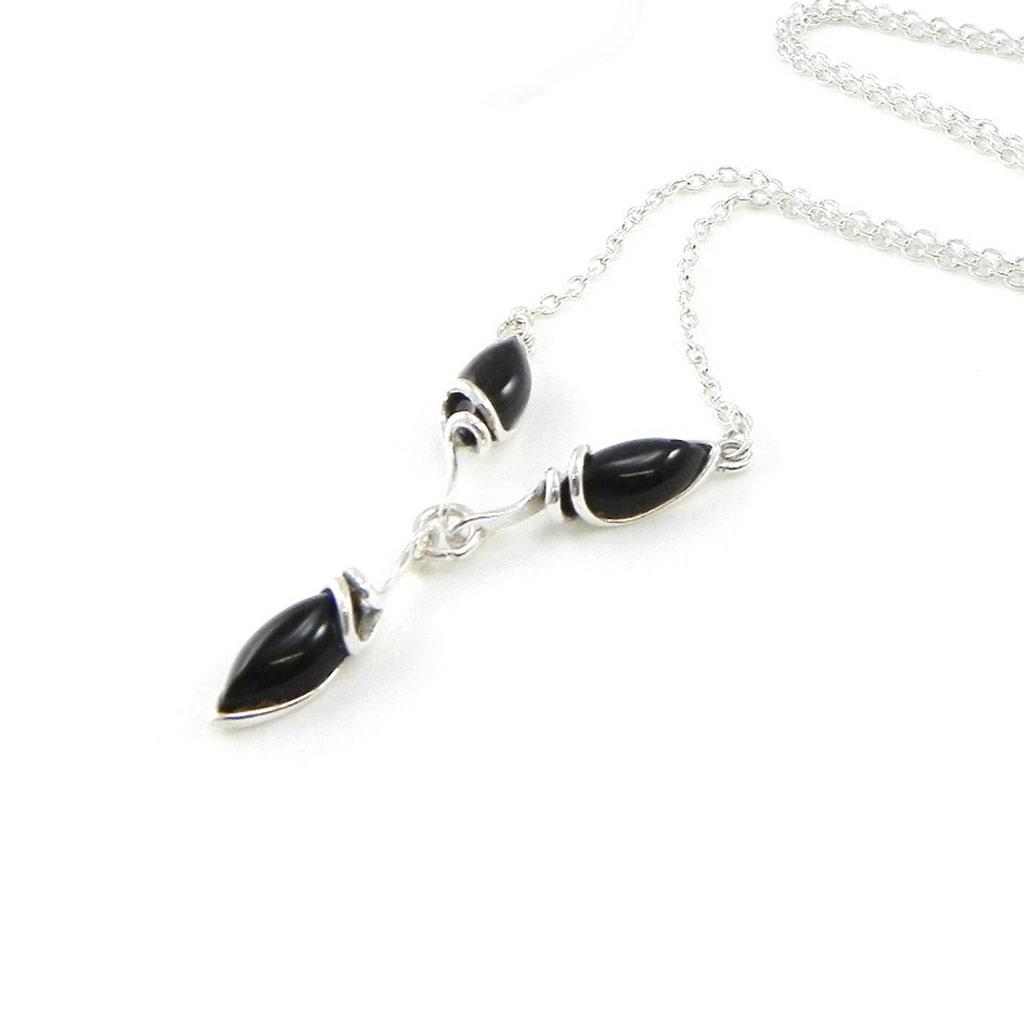 Les Trésors De Lily [I8930] - Collier Argent 'Déesse Noir de Jais' noir argenté (rhodié) - 45x25 mm