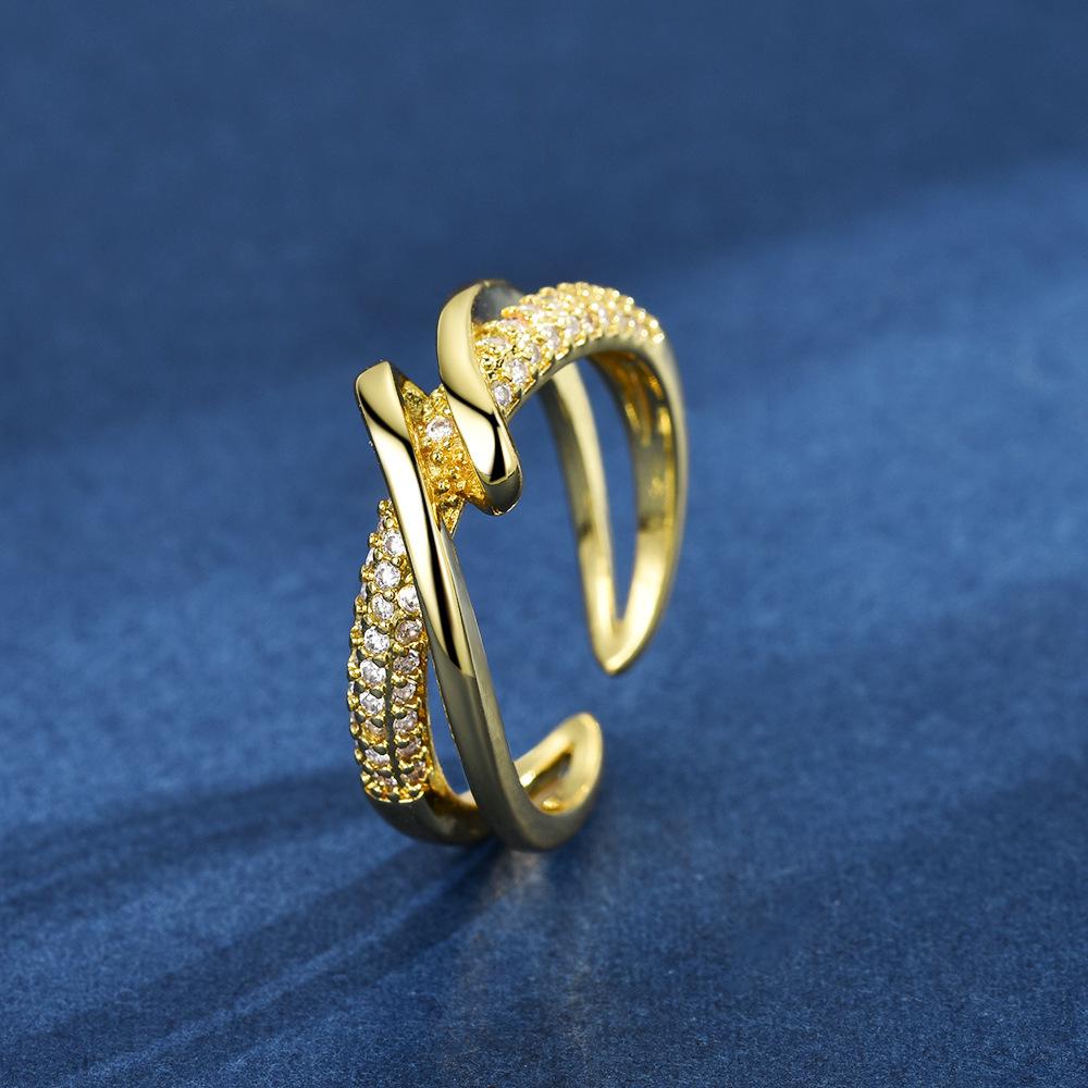 Geometric Criss-Cross Wrap Ring: Women s Elegant Cold-Style Design. Adjustable Open