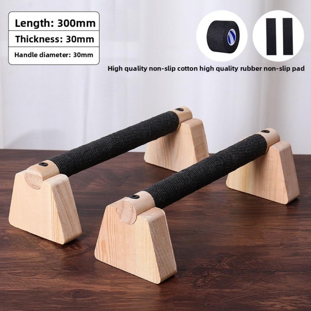 1 Pair Non-slip Parallettes Bars Solid Wood Bracket Push-up Stand Wooden Push Up Bar  Gymnastics