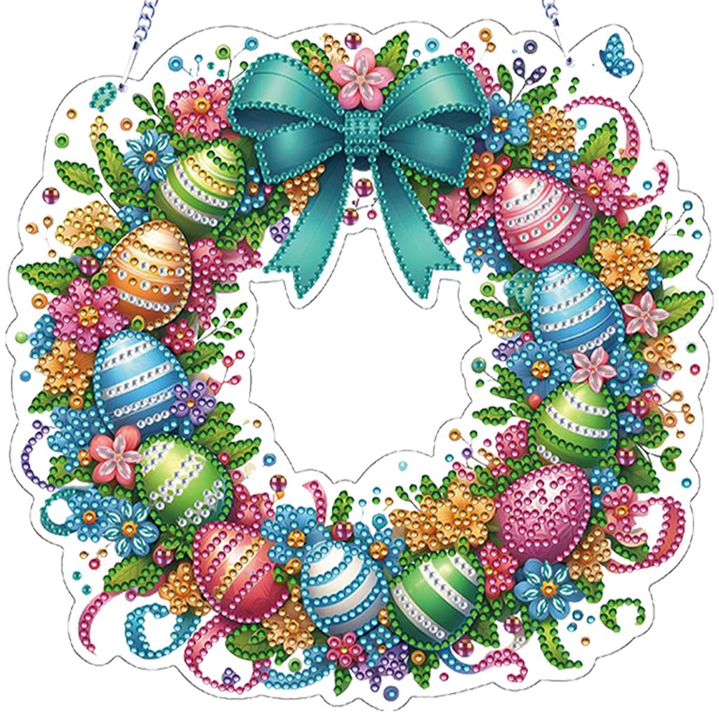 Easter 2D Flat DIY Hanging Diamond Art Kits Special Shape Rhinestone Diamond Art Window Pendants Wall Decor for Home & Windows