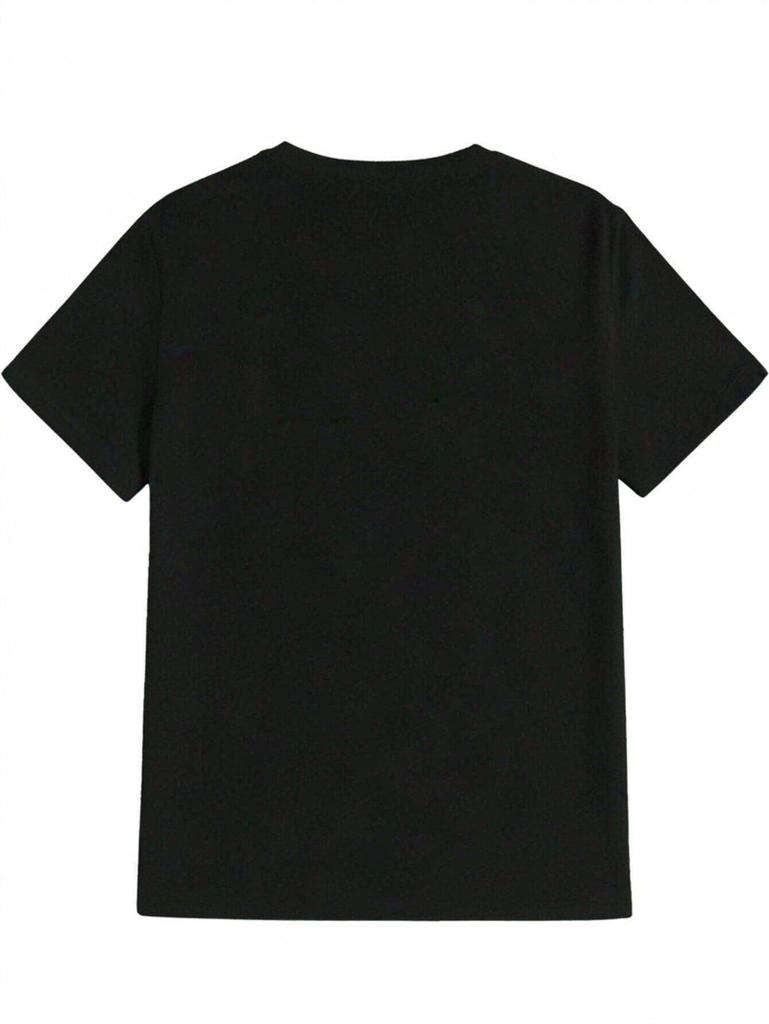 Vintage Rock Band Print T-Shirt - IN FLAMES & D20 Pattern Black Short Sleeve Crew Neck Top Men Women Summer Casual Sports Top