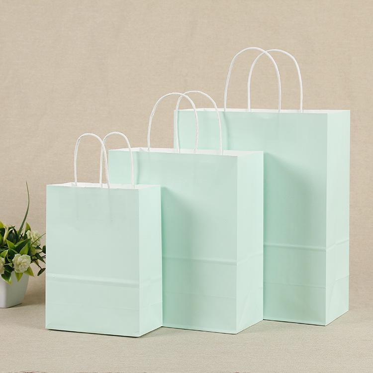 Spot Multi-color Kraft Paper Bag with Handles for Advertising, Gift Packaging, and Shopping, with Custom Printed Logo