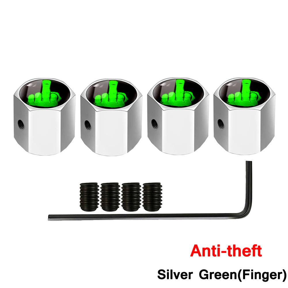 DSYCAR Anti-theft Valve Stem Caps for Cars, Trucks, Motorcycles Skull Style Tire Valve Dust Caps, Dustproof Seal Lock Tight Fit