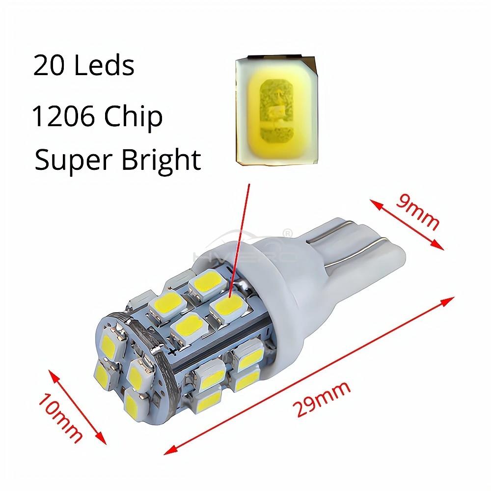 2pcs T10 W5W 20Led 1206 White Car Turn Signal Reverse Led License Plate Lights Wedge 194 168 Trunk Clearance Lamp Reading Bulb