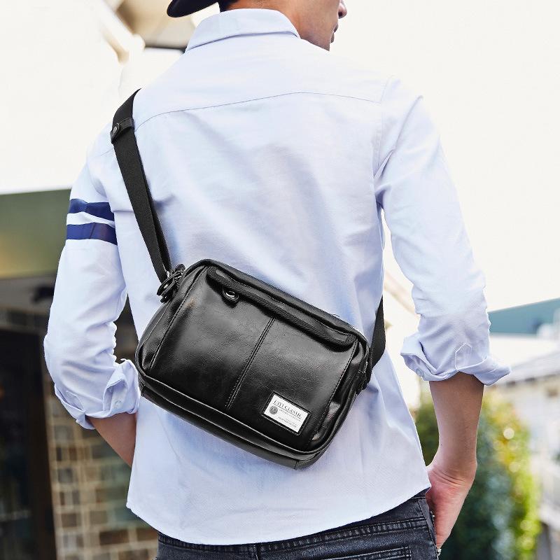 TS JYL laptop bag,Men Leather Shoulder Bag Korean Casual Small Crossbody Bag