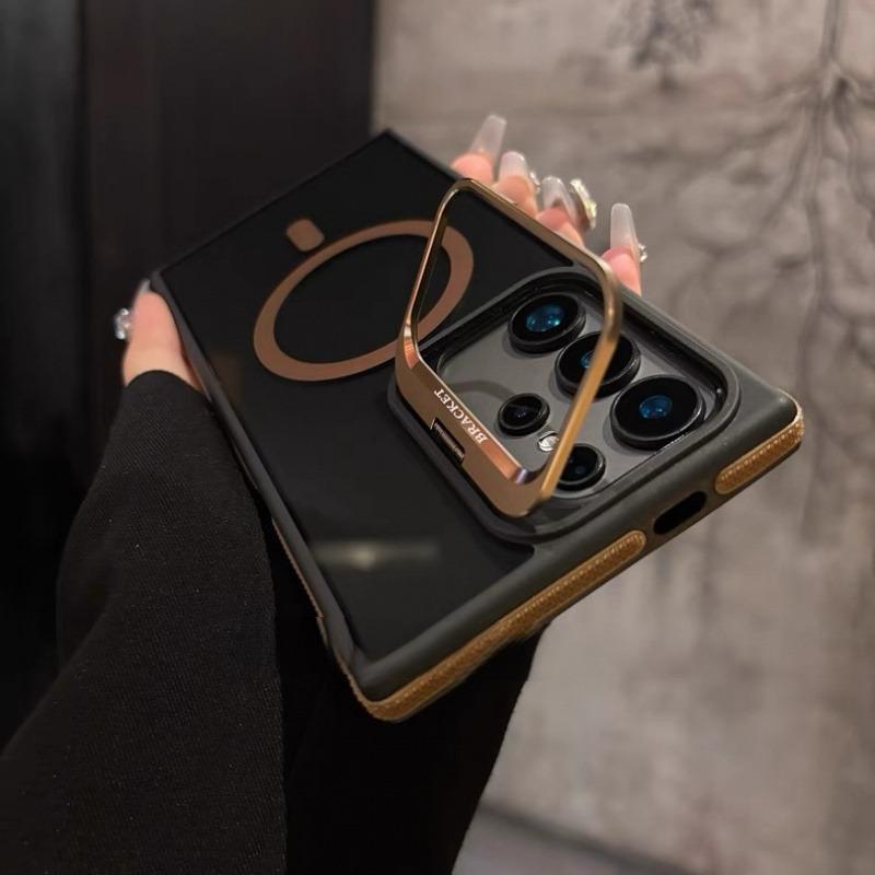 Luxury Magnetic Metal Lens Stand Translunt Case For Galaxy Samsung S25 S24 S23 Ultra Plus FE For Magsafe Wireless Charge Cover
