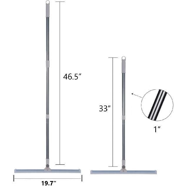 Heavy Duty Floor Squeegee (Silicone Rubber19.7 ) Floor Squeegee Foam Blades Stainless Steel Long Handle Swivelled Joint for Cleaning Glass Wood Tile