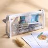 [TG835]Transparent Pencil Case Large Capacity Simple Pen Bag Kawaii Cosmetic Bag School Study Stationery Office Supplies