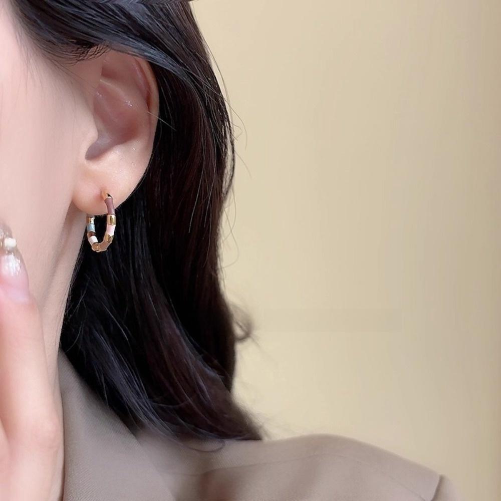 Gold Color Metal Round Earrings Round Hoop Hoop Earrings New Mini Hoop Earrings  For Women