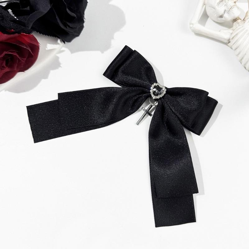 1PC Elegant Bows Hair Clip with Heart Crosses Design Soft Fabric Hairpin For Women Girls Daily Use