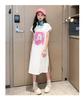 Girls' Casual Korean Style T-Shirt Dress - Summer Western Skirt for 12-Year-Olds