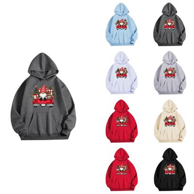 Women's O-neck Long Sleeve  Printed Top Solid Color Hoodie