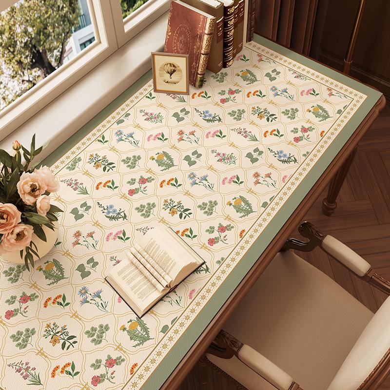 Leather Desk Mat Vintage Waterproof Desk Pad Non-Slip Cut To Size Writing Table Mat for Elegant Office & Gaming Setup