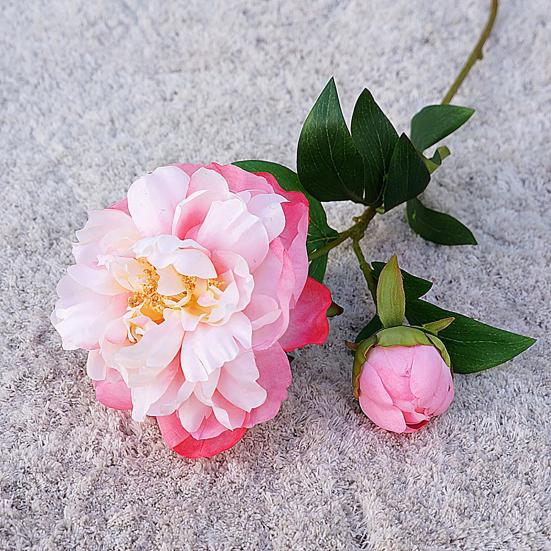 1Pc  Artificial Flower Realistic Easy Care 2-head No Fade Peony Fake Flower for Wedding