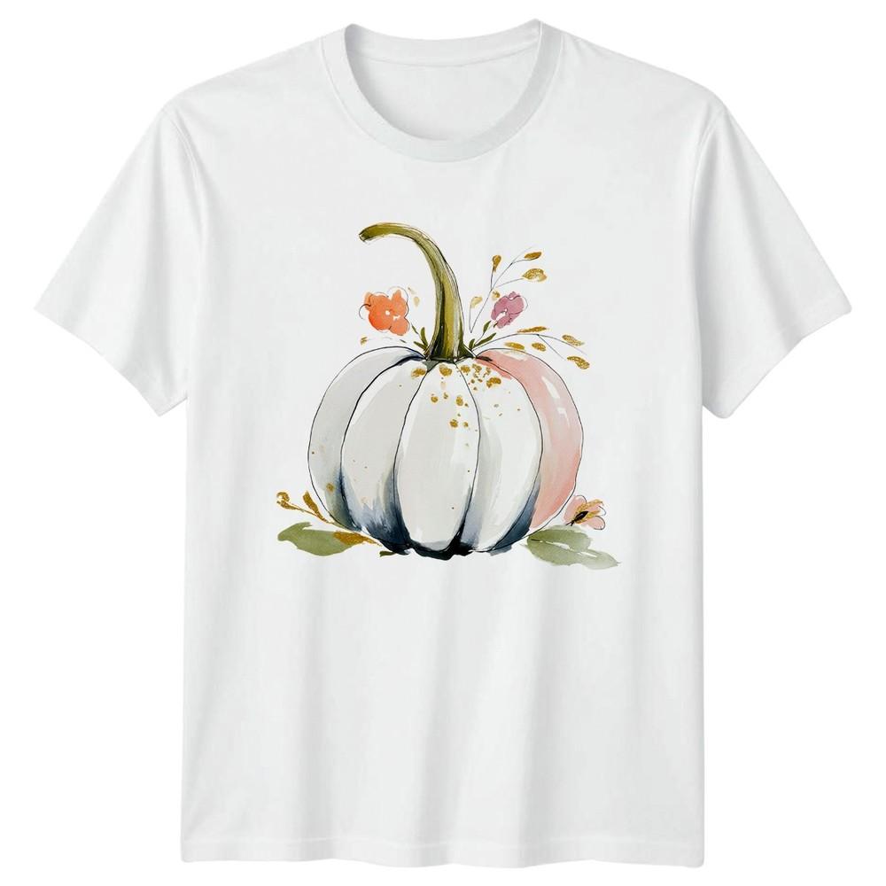 Watercolor White Pumpkin And Blush Unisexs TShirt Thanksgiving Harvest S