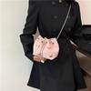 Stylish Black White Pink And Silver Trendy Crossbody Bucket Bag For Women