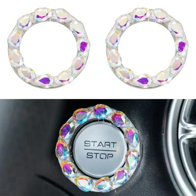 Crystal Engine Ignition Onekey Start Stop Push Button Switch Protective Cover Bling Girls Auto Accessories Car Interior Decor