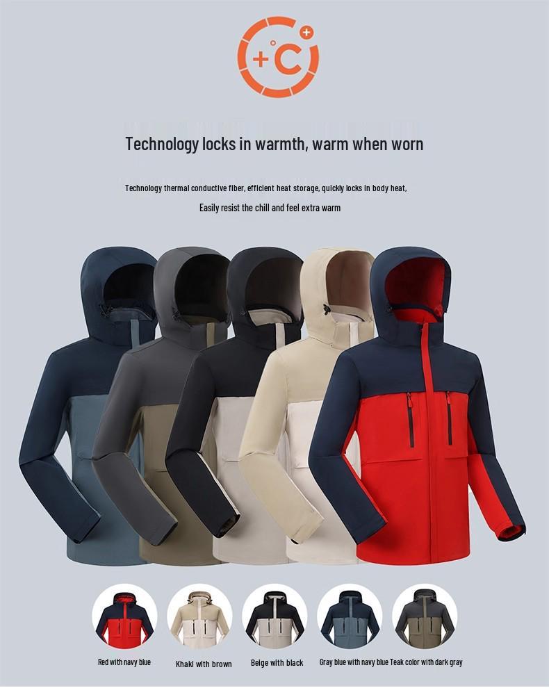 Au Li Rong Windproof Jacket: Customizable with Logo Embroidery, Detachable, Plus Velvet for Workwear