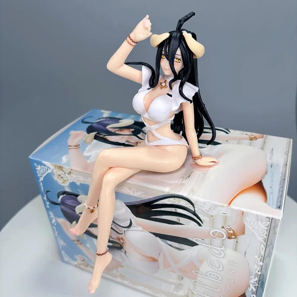 16Cm Overlord Albedo Anime Figure White Swimsuit Models Collection Ornaments Action Noodle Stopper Model Pvc Collectible Toy