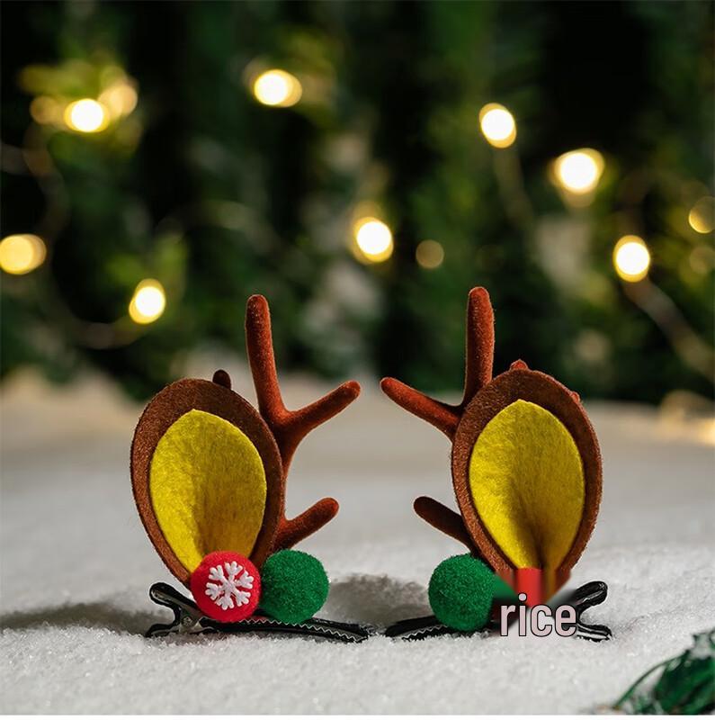 Christmas Elk Antler Hair Clip Set