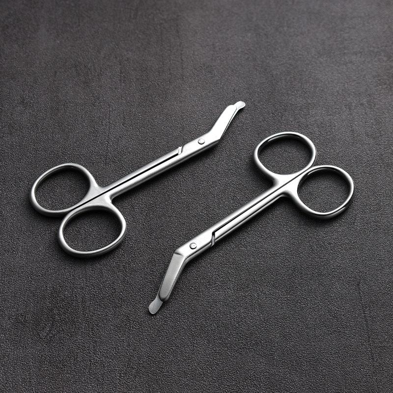 All-Steel Round Head Serrated Gauze Scissors for Bandages, Yarn, Fishing Line, Plaster, and Suture Removal.