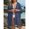 Lotusblatt-Strickjacke für große Damen, lockere Strandurlaubs-Sonnenschutzkleidung, Badeanzug-Überwurfhemd