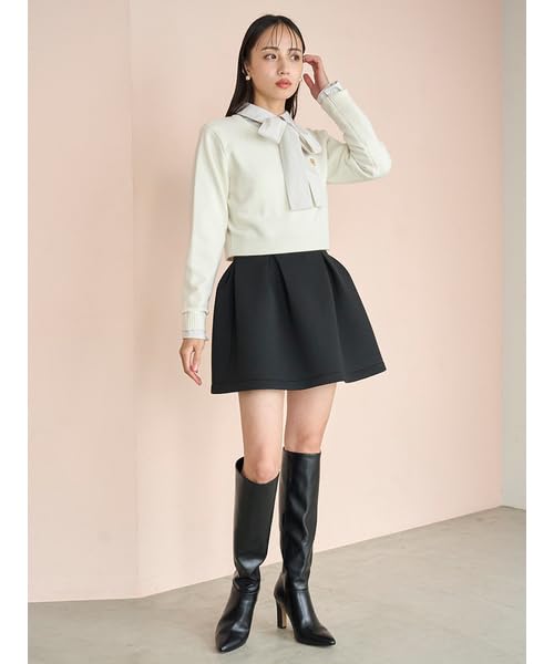 Snidel Belted Structured Mini Skirt Black Women's SWFS251102,