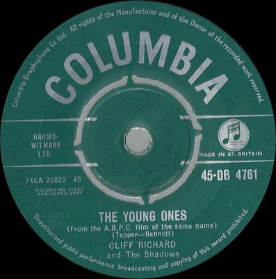 7palcová deska CLIFF RICHARD & THE SHADOWS - The Young Ones 45DB4761 Columbia 1962 UK Rock Použitá