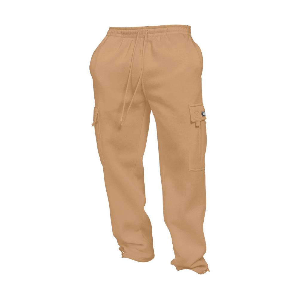 Men Sport Pants Loose Straight Wide Leg Drawstring Elastic Waist Soft Breathable Solid Color Gym Traning Jogging Sweatpants Long