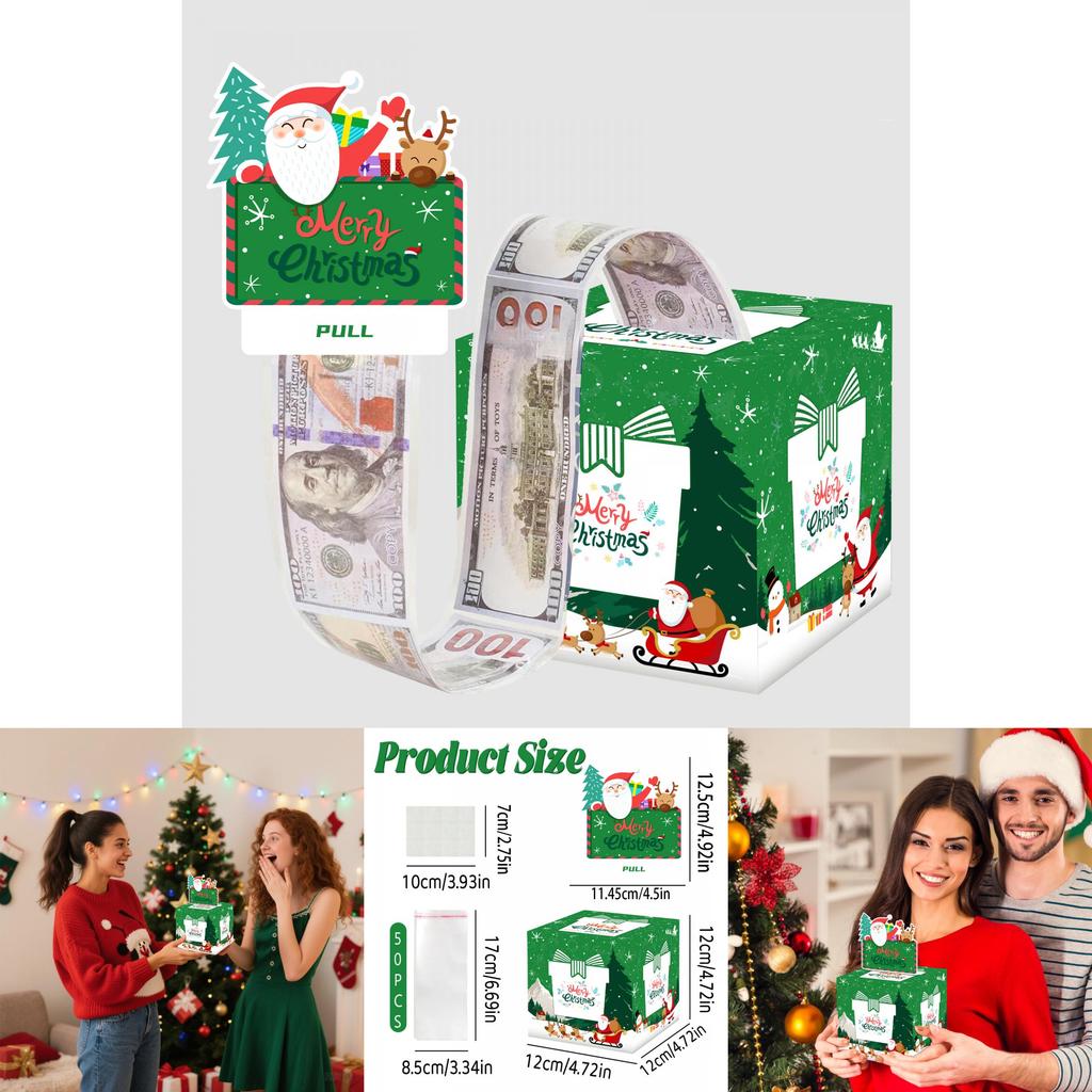 Green Christmas Party Gift Box With Santa Claus Print For Family And Friends