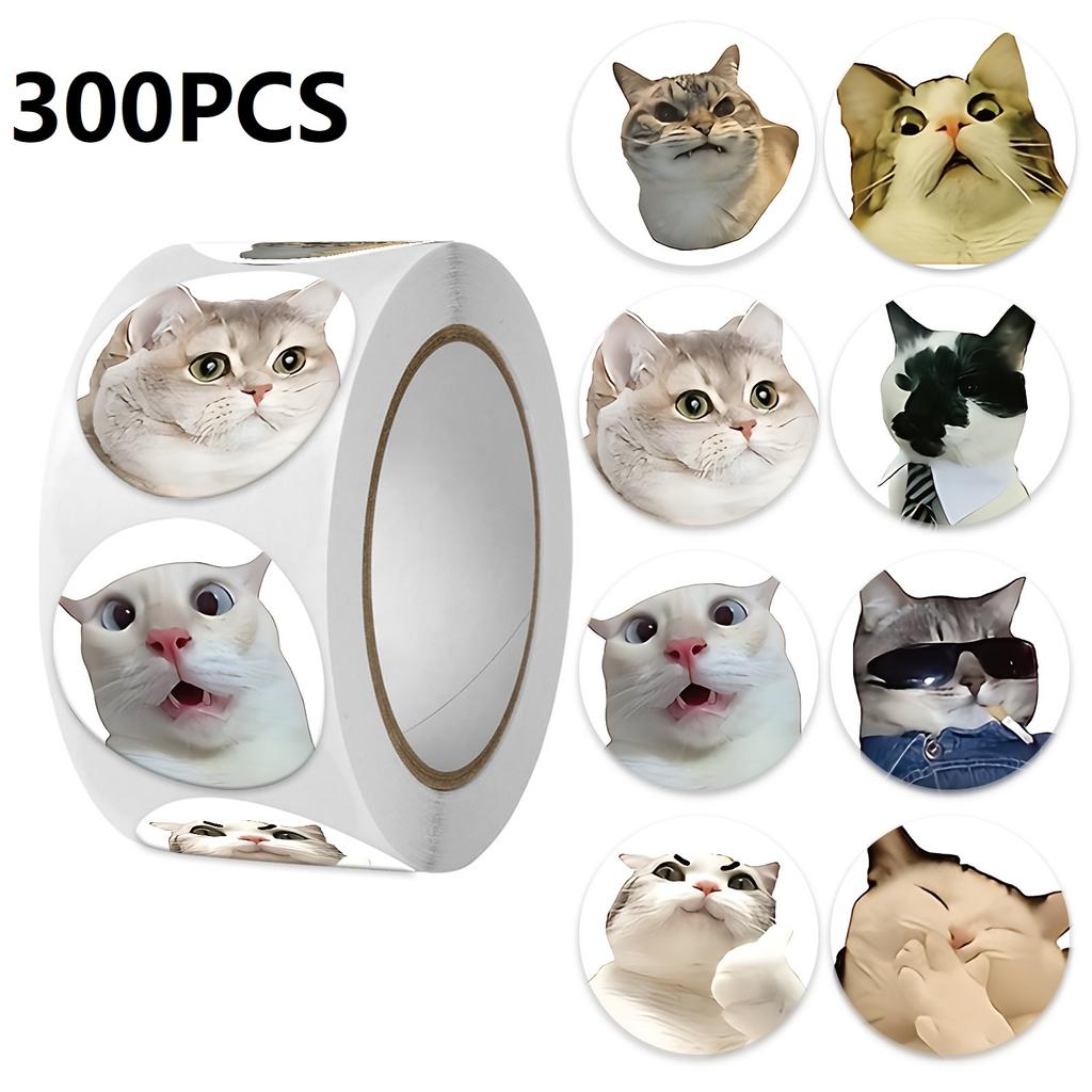 100-500PCS Funny Stickers Cat Cartoon Roll Stickers Animal Packaging Stickers Photocard decor Pack Lables