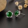 Elegante grüne Chalcedon- und Diamant-Zirkon-Pflaumenblüten-Ohrringe