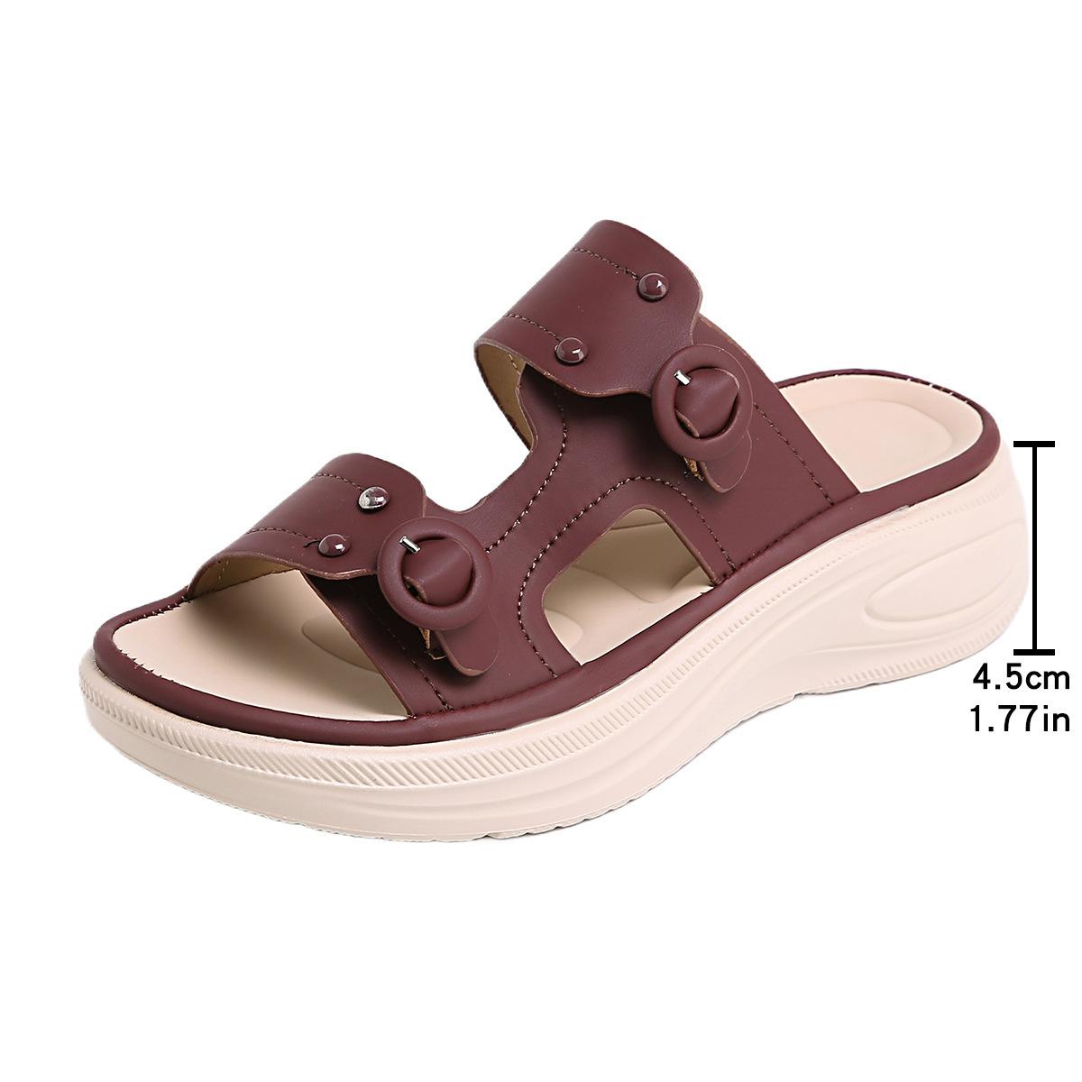 Plus Size Shoes for Women Summer Fashion 2026 Women Slip on Platform Wedges Comfortable 35-42 Peep Toe Non-slip Slippers 42 бордовый 2690₽