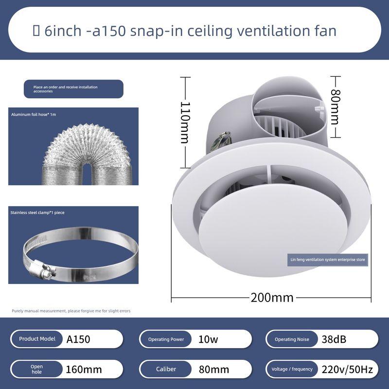 Ceiling Exhaust Fan for Bathroom, Gypsum Board Honeycomb Panel Snap-On Ventilation Fan, Special Ceiling-Mounted Exhaust Fan, Powerful