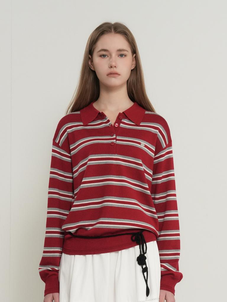 General Idea Multi-Stripe Loose Collar Knit [Red] / Wbe1L05503