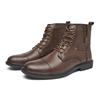 Men's British Style Winter Leather High-Top Boots for Casual Outdoor Workwear
