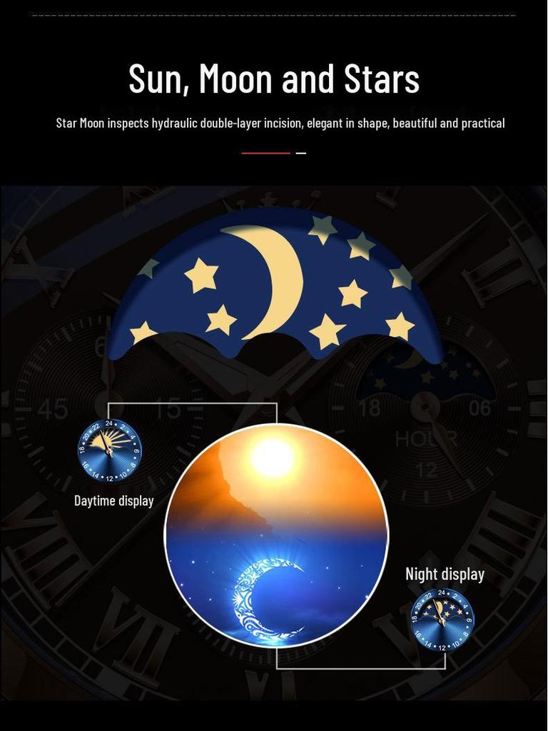 Oulishi Men's Waterproof Luminous Chronograph Quartz Watch with Three-Eye, Six-Hand Design.