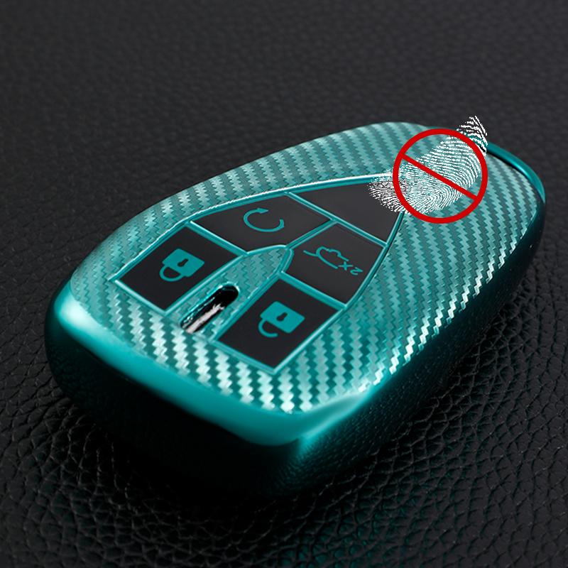 For Changan CS35 PLUS CS55 PLUS CS75 PLUS 2019-2022 TPU Carbon Fiber Car Smart Key Case Cover Bag Shell Keychain Protector