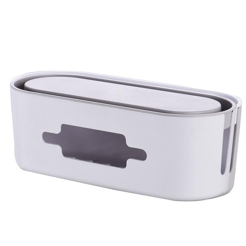 Large Cable Organizer Box: Plastic Power Outlet Storage & Management Solution for Desktops
