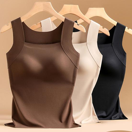 Thermal Tank Top for Women Fleece Lined Sleeveless Underwear Top with Built In Bra High Stretch Camisole Undershirt Soft Warm Base Layer