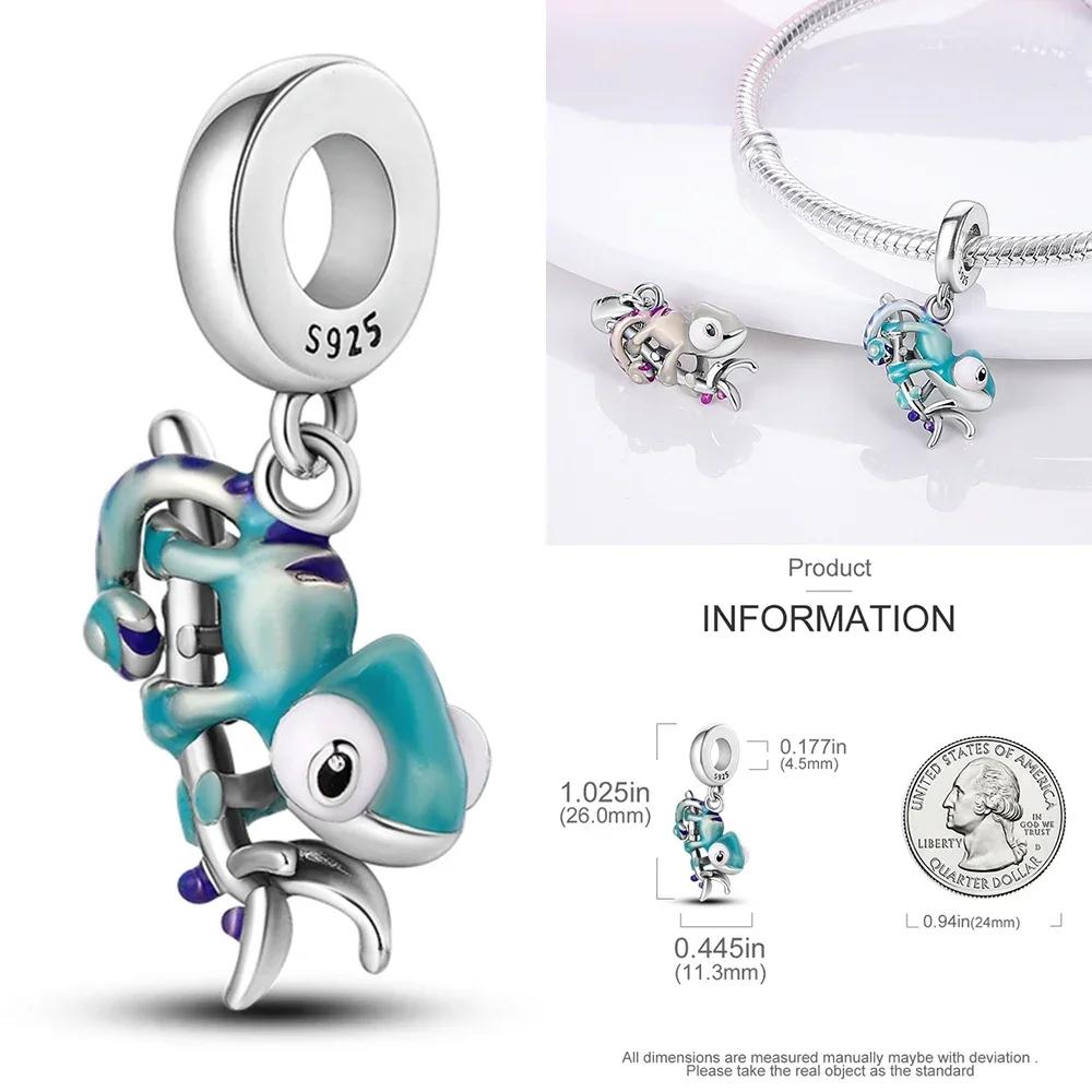 New Copper Dangle Charm Luminous Firefly Chameleon Ring Earrings Bead For Women Diy Charms Bracelet Jewellery Gift