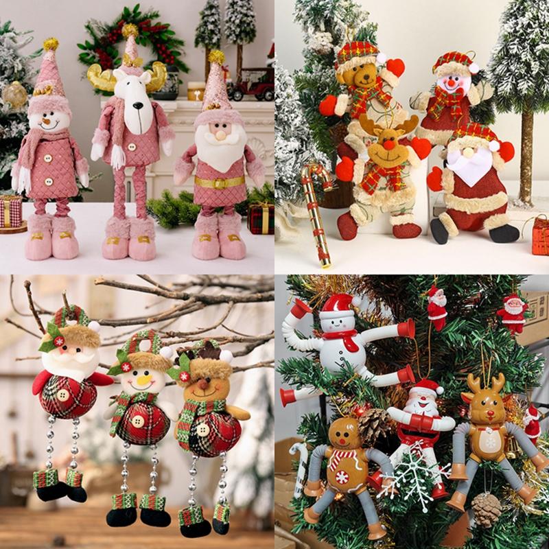 Christmas Tree Hanging Decorations Santa Elk Bear Cloth Doll Pendants Christmas Party Atmosphere Decor Ornaments Favors Gifts