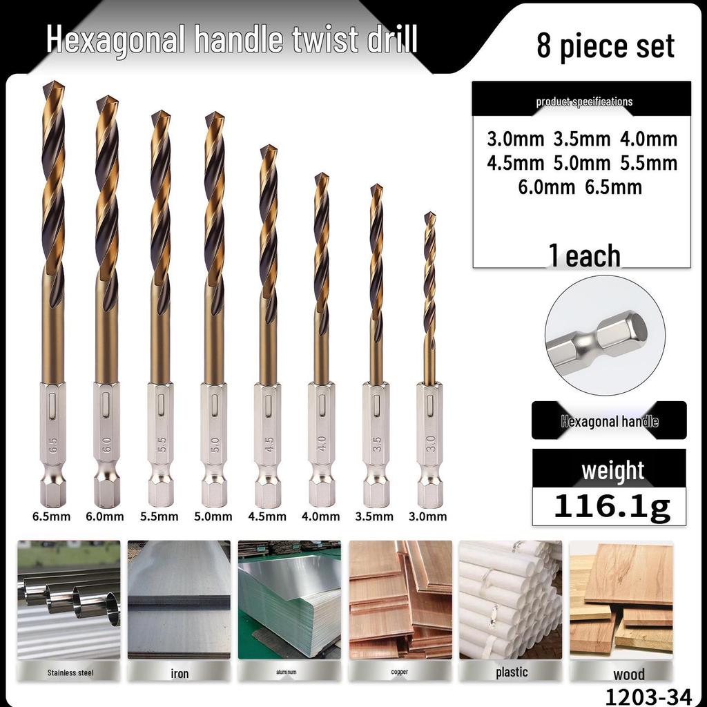 High Hardness Alloy Cobalt Hex Shank Twist Drill Set for Stainless Steel