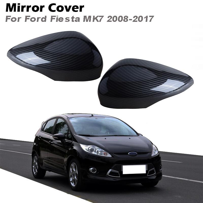 Pair Fits Ford Fiesta 2011-2017 Side Rear View Mirror Cover Trim Carbon Fiber