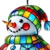 Yousheng Cute Snowman Suncatcher Acrylic Stained Glass Window Hanging Ornament for Christmas Car Indoor Outdoor Decor