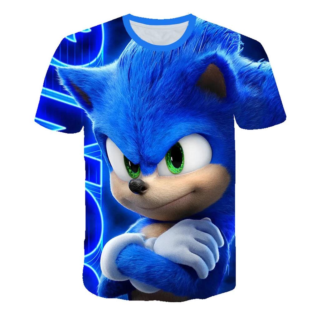 2025 MINISO New boys and girls super sonic Tshirts+shorts  Harajuku Sonic print suit T-shirt + shorts fashion street style children's short sleeves