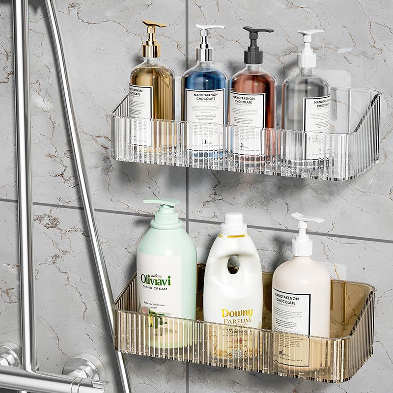 Punch-Free Wall-Mounted Bathroom Rack: Rust-Proof, Moisture-Resistant Storage for Toiletries