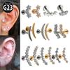1 Peça G23 Titânio Sólido Flor de Zircônia Lua Brinco Stud de Cartilagem Rosca Interna Helix Orelha Tragus Dourado Joia de Piercing