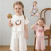 Girls' Summer T-shirt & Straight-Leg Pants Set - Sweet & Stylish Two-Piece Outfit